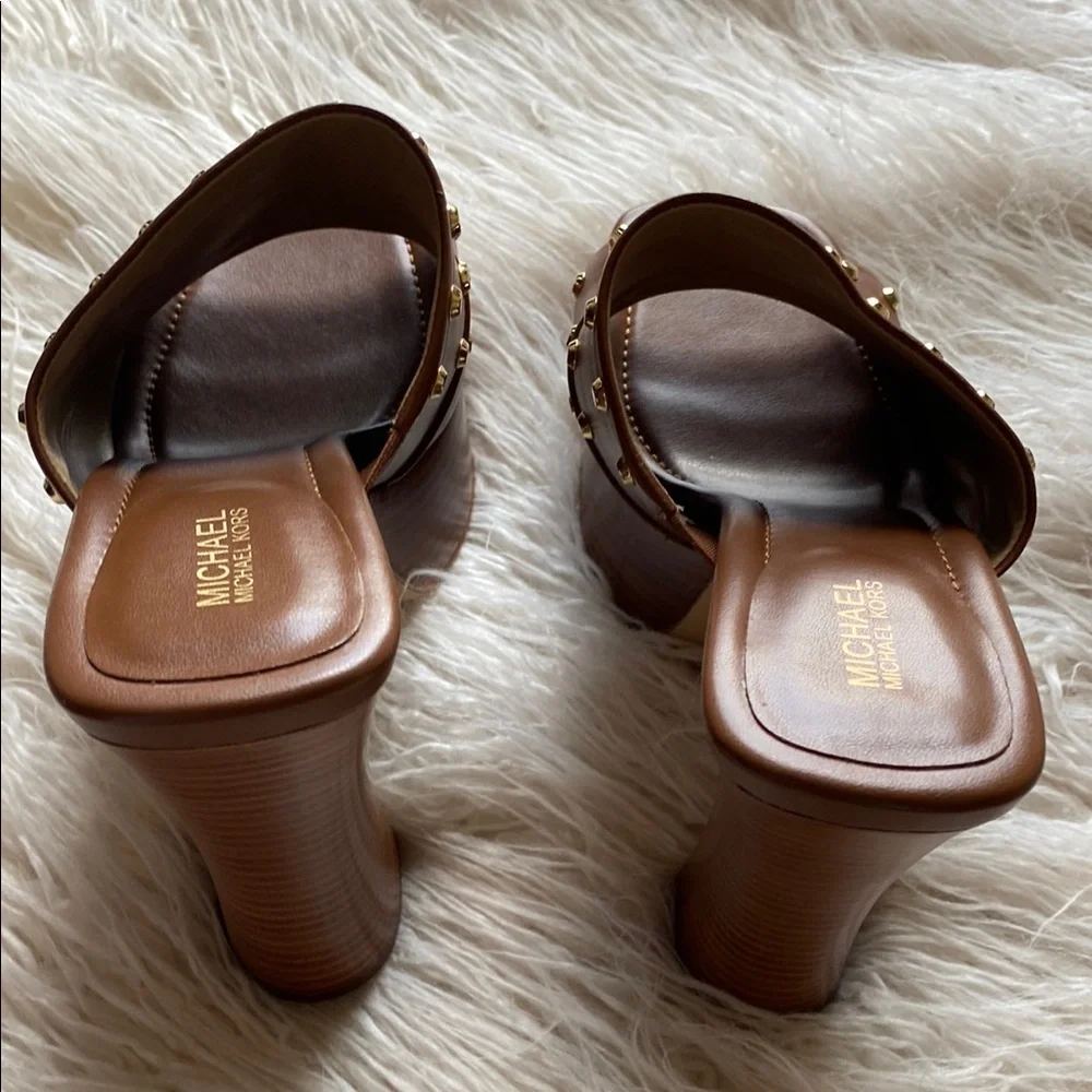 🔥 NWT 🔥 Michael Kors Jagger Platform Mule, Luggage, Size 9 - Picture 5 of 14